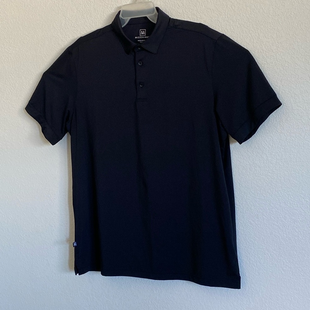 MIZZEN + MAIN Men’s Solid Black Golf Polo Shirt Size M